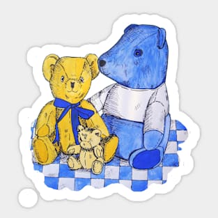 Still life picture of cute teddy bears Sticker